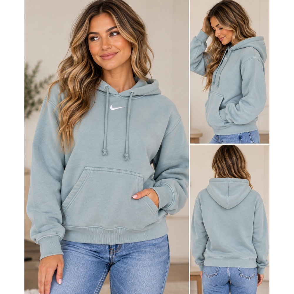 Nike Sportswear Phoenix Fleece Pullover Hoodie Women's Medium Cannon Sail Blue